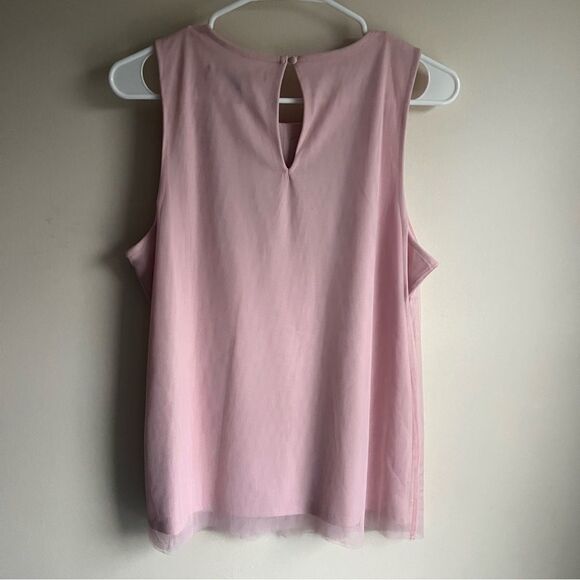 White House Black Market Pink Embroidered Mesh Career Tank Top - Picture 4 of 6